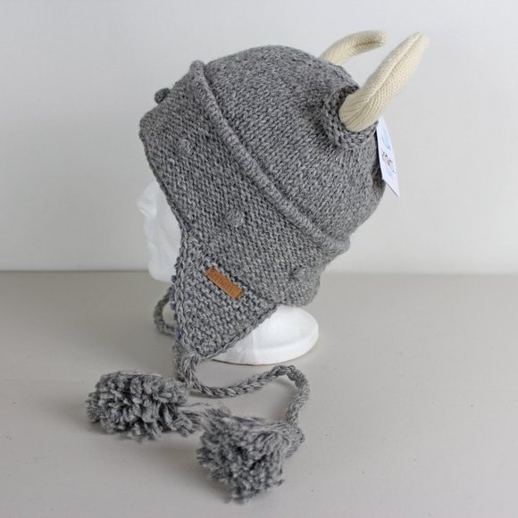 DeLux Knitwits Grey Viking Pilot Knit Hat - Picture 3 of 12